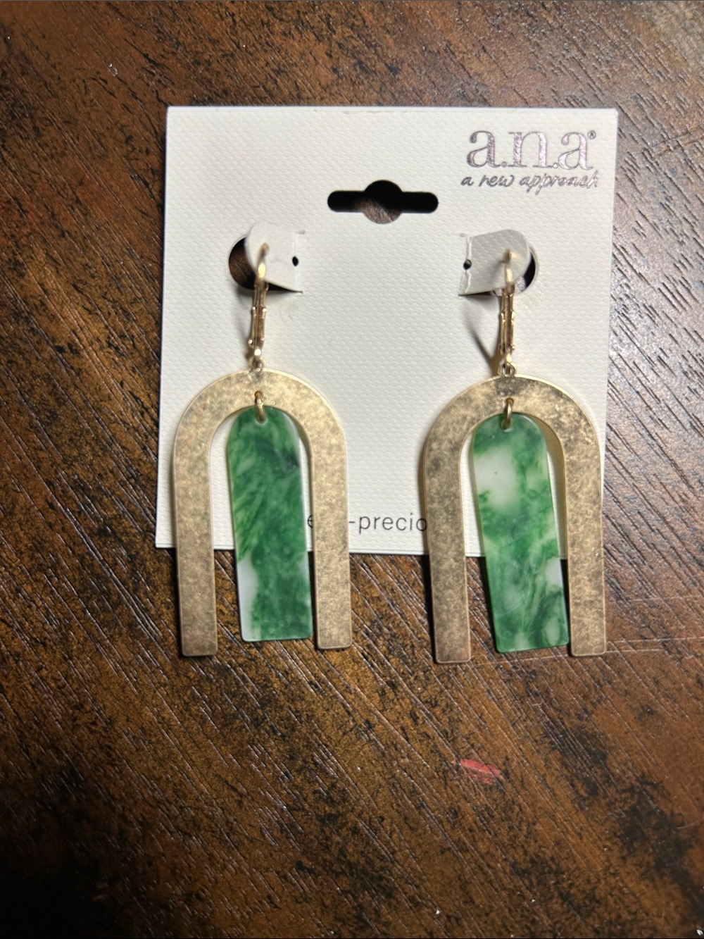 a.n.a Gold Arch Wall Decor with Green Marble Insets